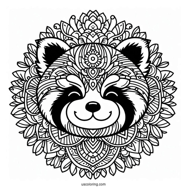 Red Panda Mandala For Adults