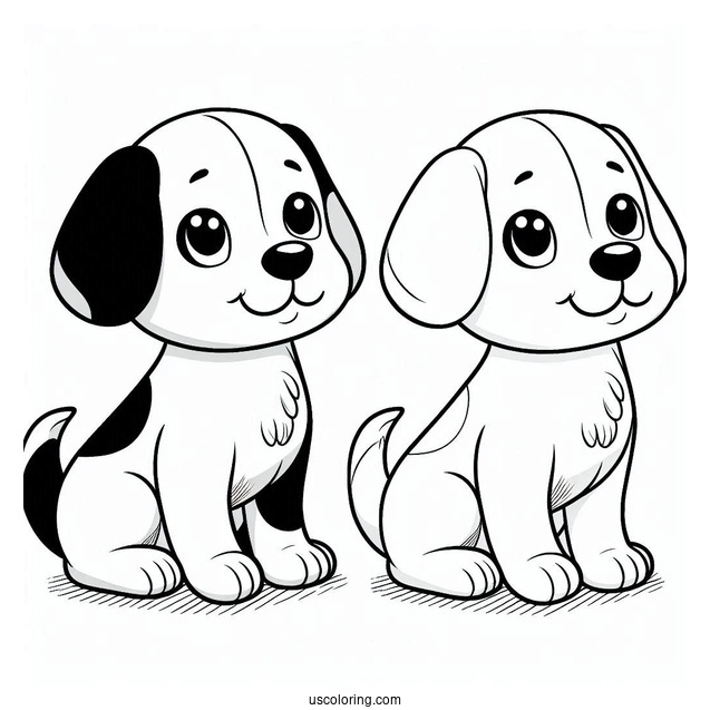 Two Tone Puppy Coloring Sheet For Preschoolers
