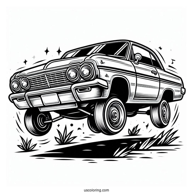 Hopping Impala Lowrider Coloring Page