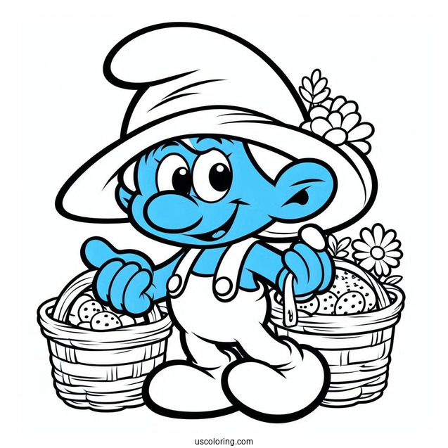 Cute Farmer Smurf Coloring Page
