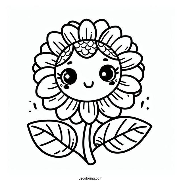 Summer Coloring Page Of Cute Summer Sunflower For Kids