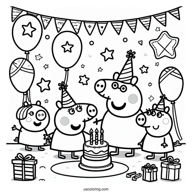 Peppa Pig With Friends At Birthday Party