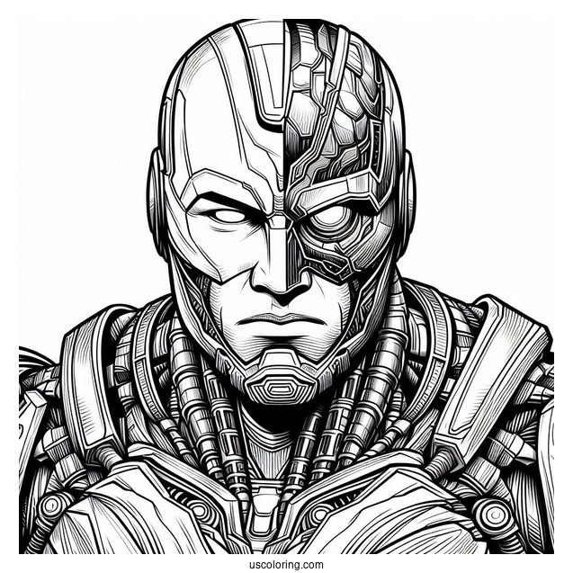 Justice League Coloring Page Of Detailed Cyborg Victor Stone