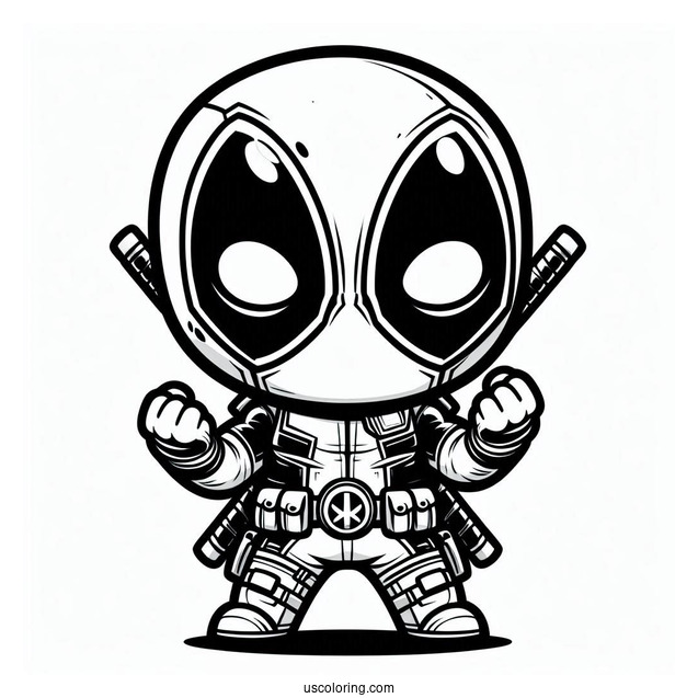 Chibi Deadpool Coloring Page