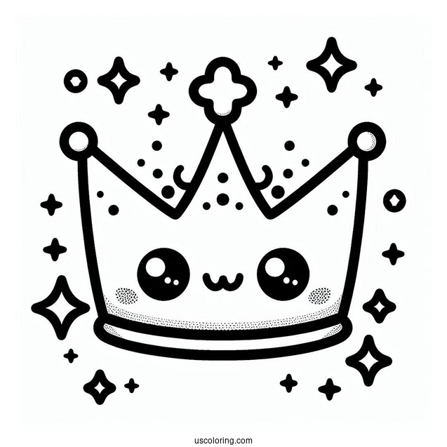 Kawaii Crown Coloring In