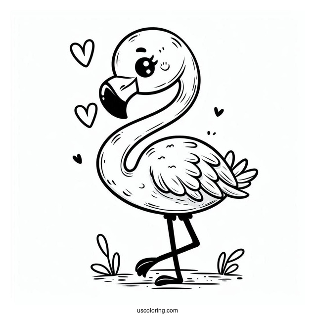 Cute Cartoon Flamingo To Color For Preschoolers