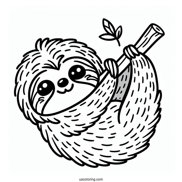 Easy Baby Sloth Coloring Sheet For Preschoolers