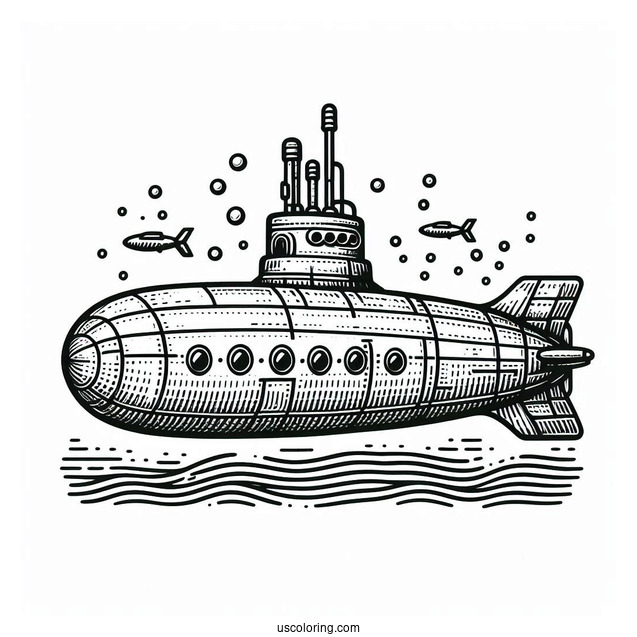 Detailed Submarine Coloring Page Sub Pods
