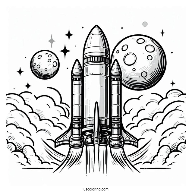Coloring Page Of SpaceX Starship Moon Rocket