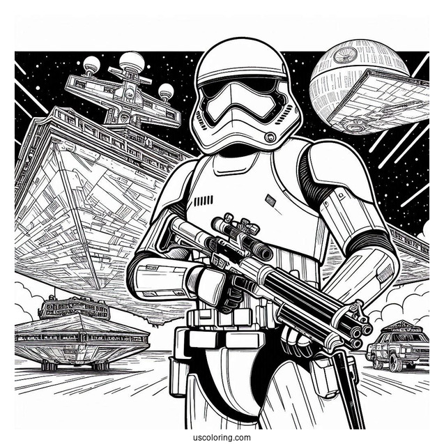 Detailed Stormtrooper Coloring Page In A Star Destroyer