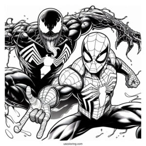 Detailed Spider-Man And Venom Coloring For Adults