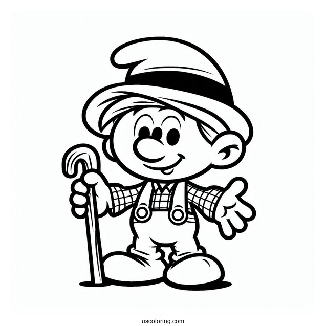Cute Farmer Smurf Coloring Page