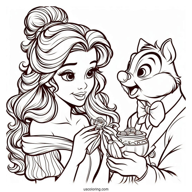 Belle Signing To Chip Coloring Page