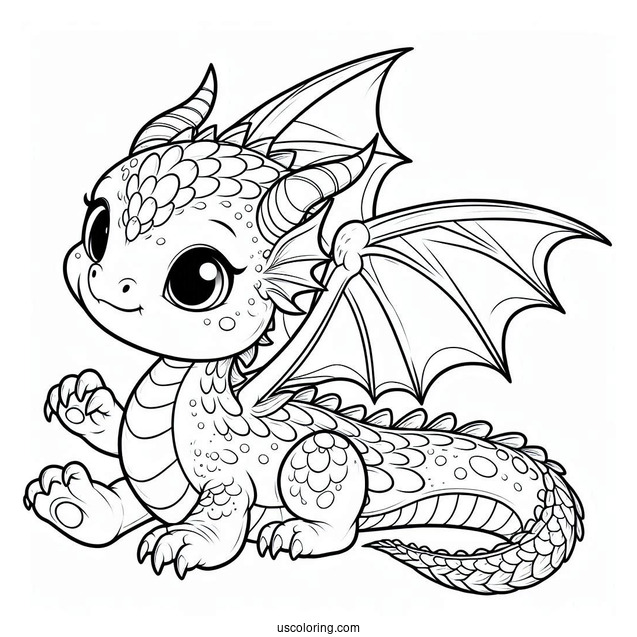 Loveable Looking Cute Dragon To Color