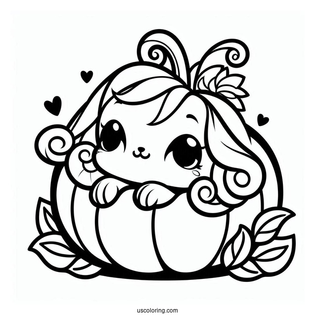 Easy Pumpkin Outline Palace Pets Coloring Page For Preschoolers