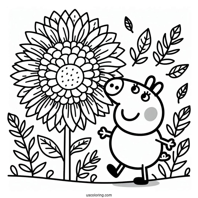 Peppa Pig Sunflower Coloring Page
