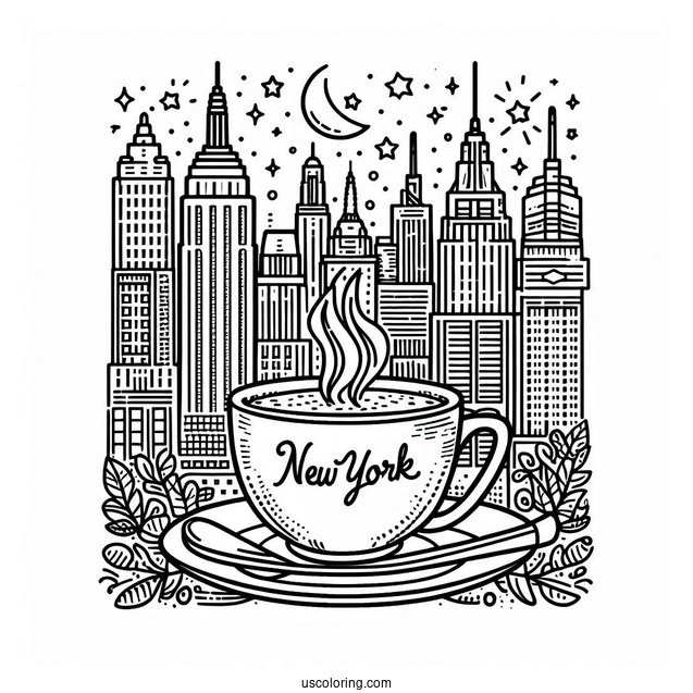 New York Coloring Page Of We Are Happy To Serve You Cup