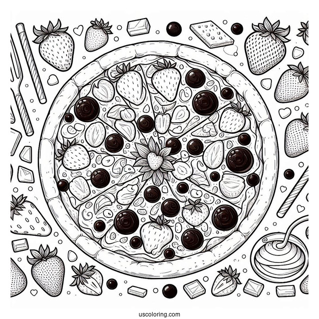 Dessert Pizza With Strawberries And Chocolate