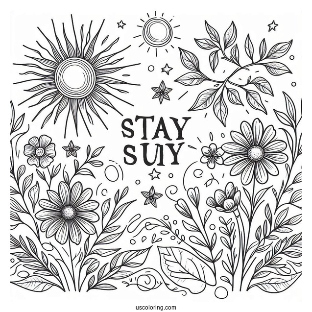 Stay Sunny With Sun And Flowers Summer Coloring Page For Kids