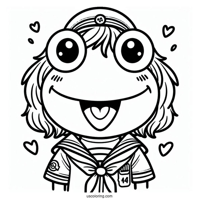 Muppets Coloring Page Of Cute Kermit The Frog In Sailor Uniform