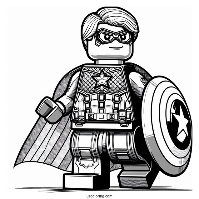 Captain America As a Lego Figurine To Color