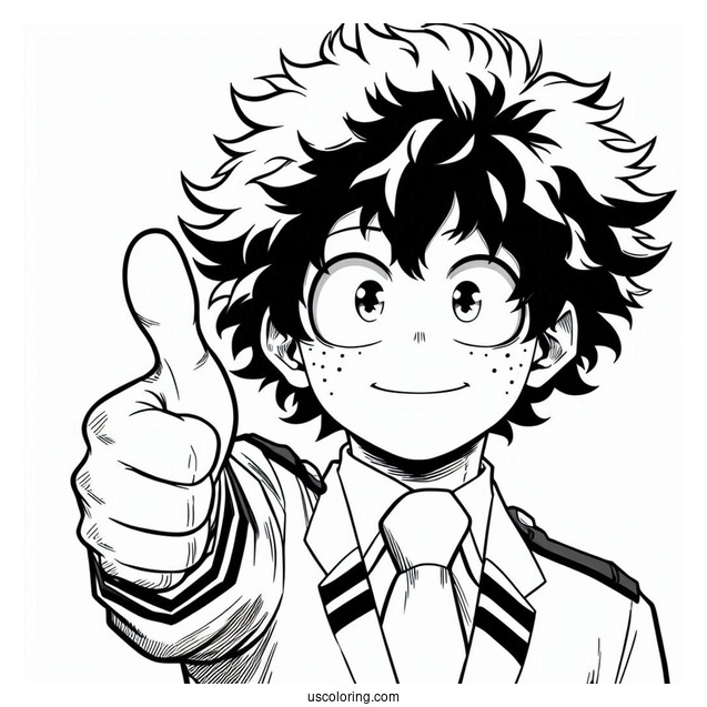 Deku Coloring Page Izuku Midoriya With His Hand Out