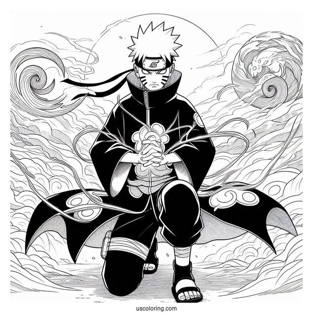 Naruto Coloring Page Of Six Paths Sage Mode