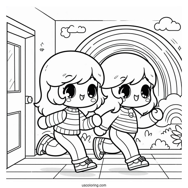 Easy Cyan Running In Corridor Rainbow Friends Coloring Page
