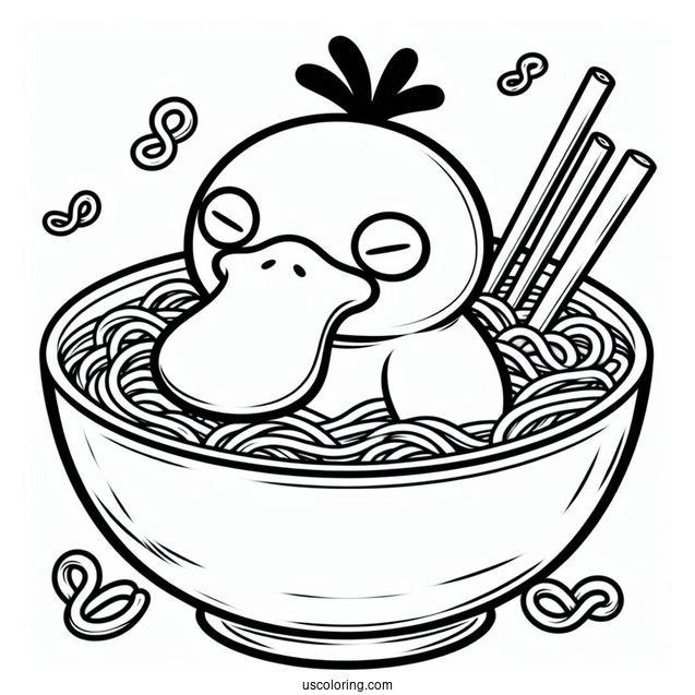 Psyduck Coloring Page In Cup Noodles