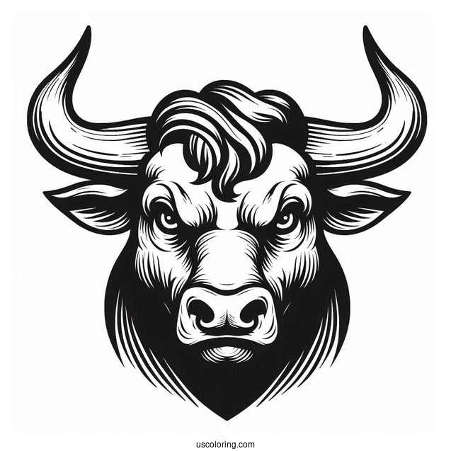 Head Of Angry Bull Coloring In
