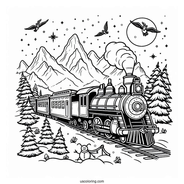 Easy Polar Express Coloring Page For Kids