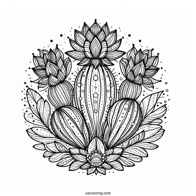 Abstract Cactus Mandala