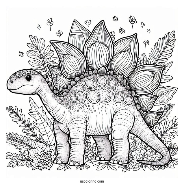 Stegosaurus Coloring Page With Detailed Dermal Plates