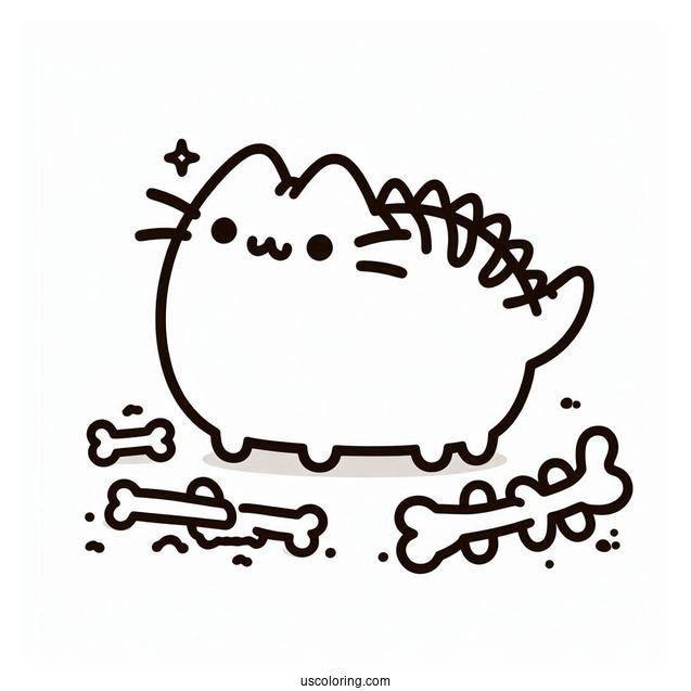 Pusheen T-Rex Dinosaur With Bones