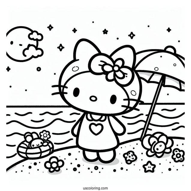 Sanrio Coloring Pages Of Cute My Melody At The Beach