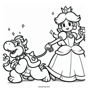 Bowser Taking Princess Daisy Coloring Page Hostage