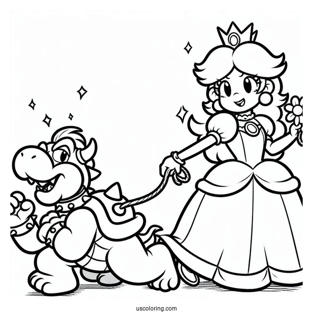 Bowser Taking Princess Daisy Coloring Page Hostage
