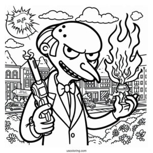 Simpsons Coloring Pages Of Evil Mr Burns For Kids