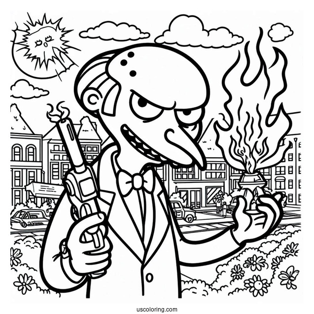 Simpsons Coloring Pages Of Evil Mr Burns For Kids