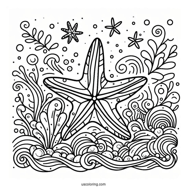 Easy Outline Of Starfish Coloring Page