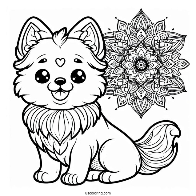 Cartoon Dog With Mandala