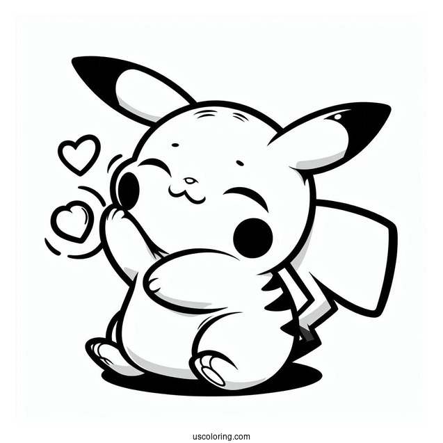 Pikachu Nuzzle Pokemon Card Coloring Page