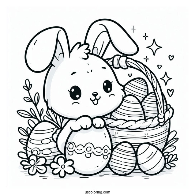 Disney Easter Bunny Coloring Page Outline With Eggs