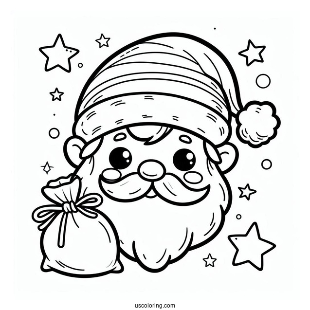 Adorable Simple Santa Claus Coloring Page For Preschoolers