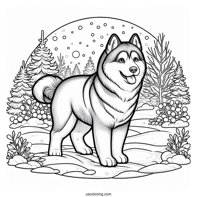 Husky In The Snow Coloring In