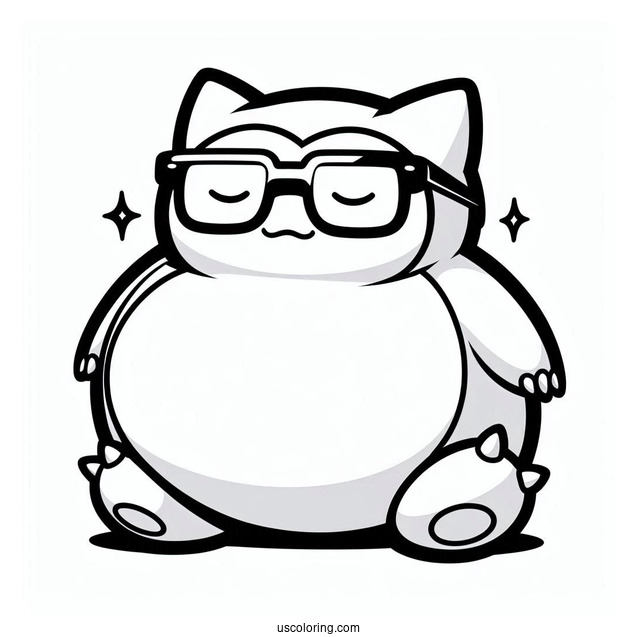 Snorlax Coloring Page Wearing Eyeglasses