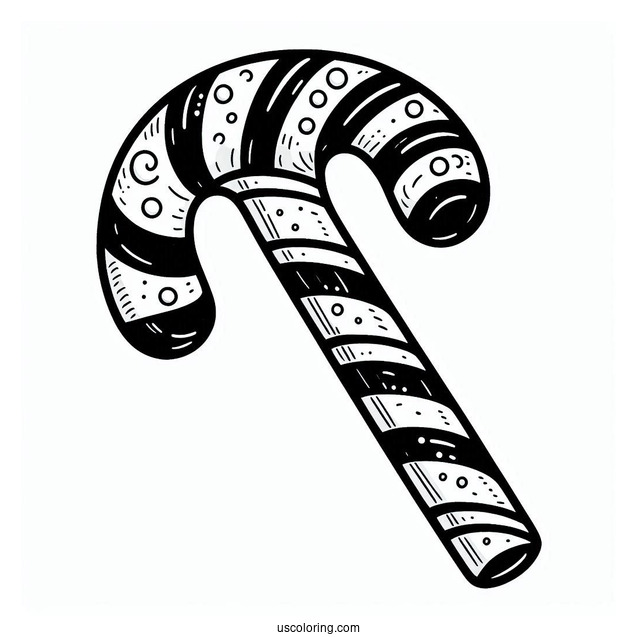 Simple To Color Candy Cane For Kids