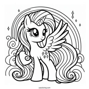 Coloring Page Of My Little Pony Rarity with Rainbow