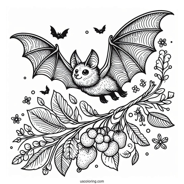 Fruit Bat Coloring Page Flying