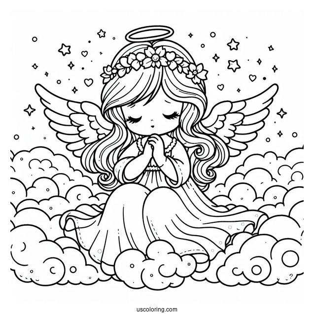 Precious Moments Coloring Page Of Angel In The Clouds